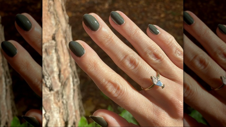 olive green fingernails