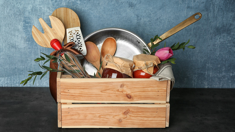 wooden kitchen tools and utensils