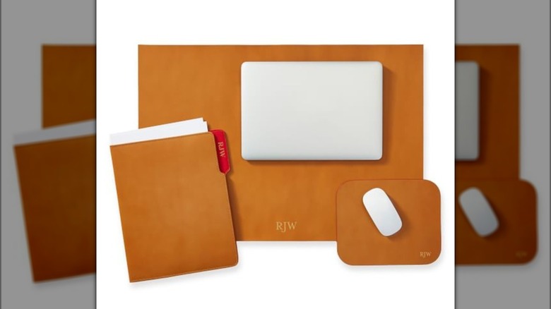 Italian leather desk gift set