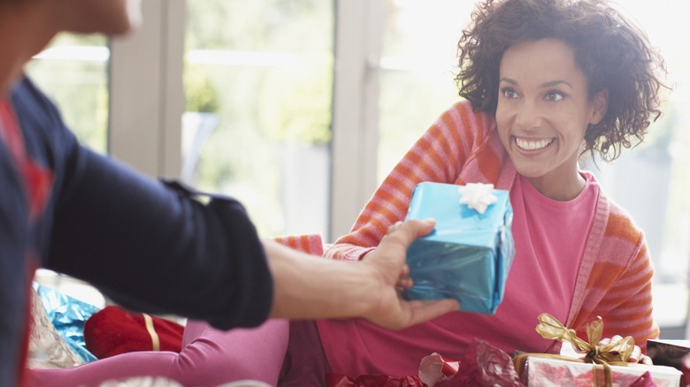 woman receiving gift