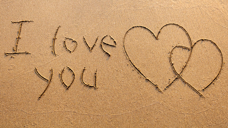 i love you in sand