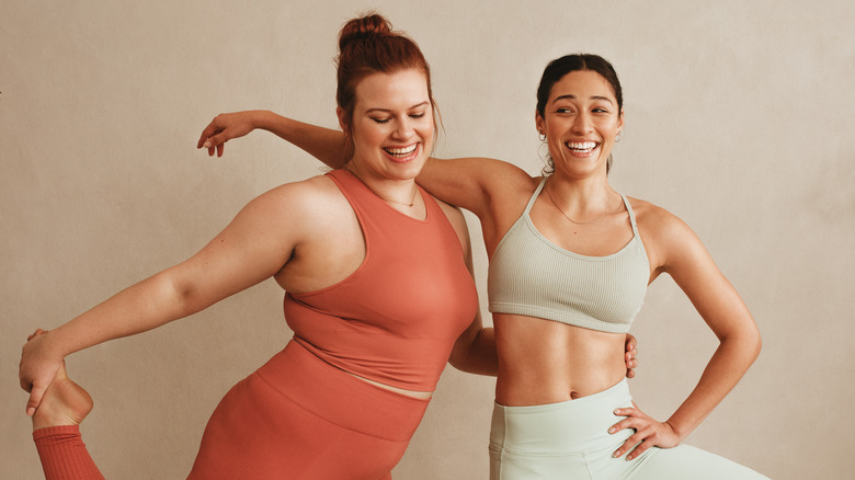 Two women exercising 