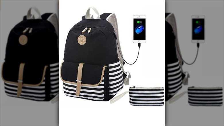 Backpack with stripe design