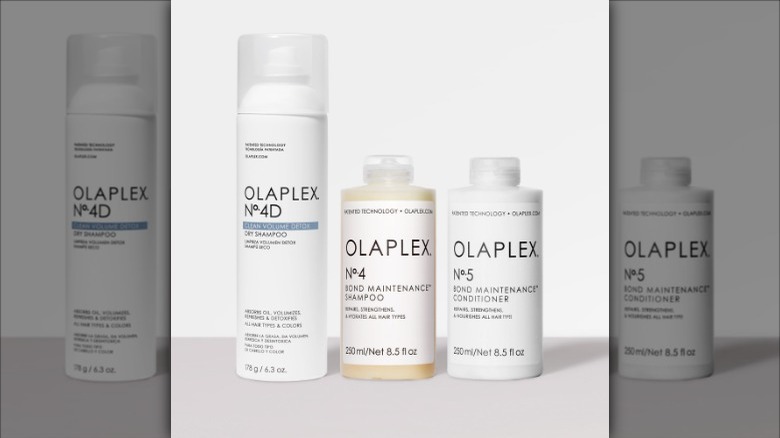 Olaplex hair products on white background