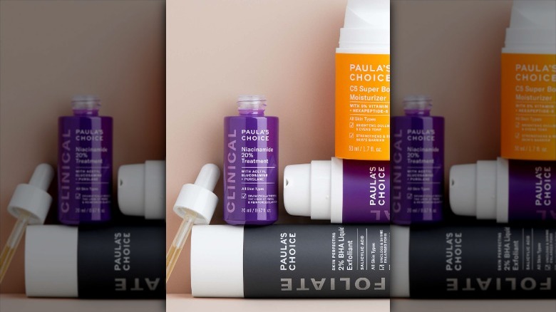 Paula's Choice skincare products on beige background