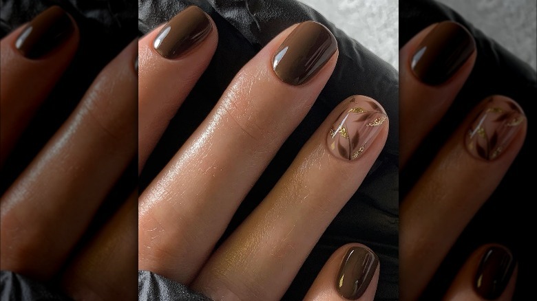 brown nail polish nail art