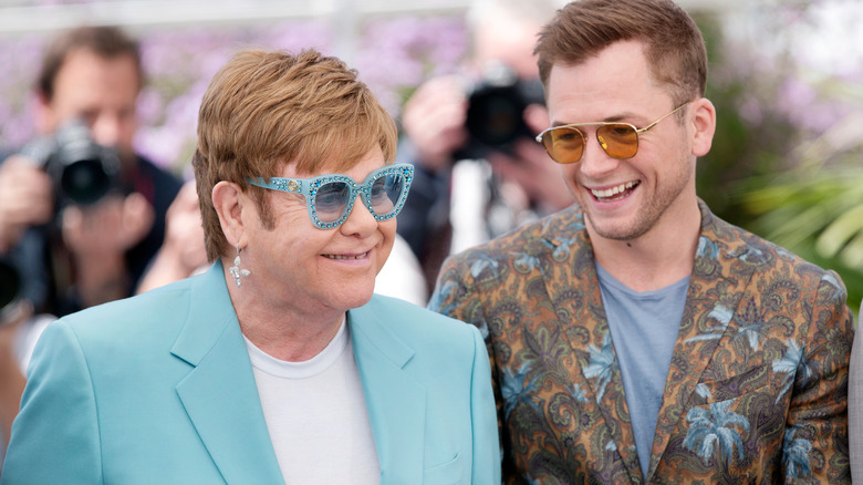 Elton John with actor Taron Egerton