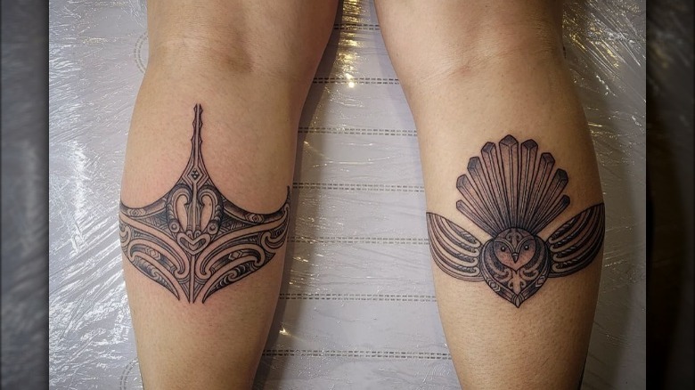 cultural tattoos on back of leg