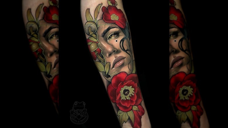 illustrative tattoo of woman