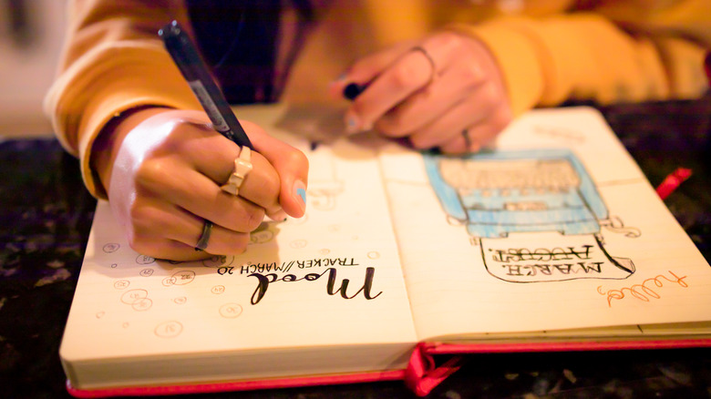 Person writing in journal