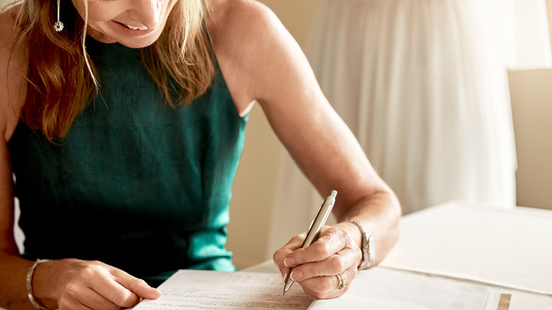 Bride making a plan for her wedding 