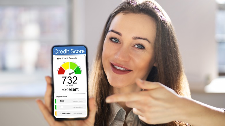 Woman checking credit score