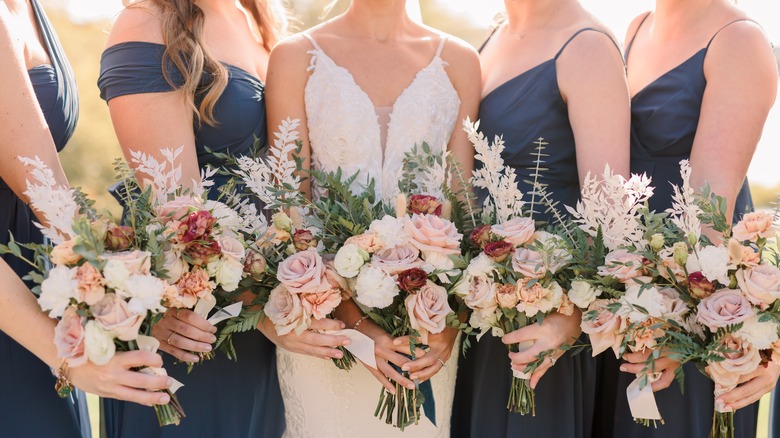 Bride with matching bridesmaids 