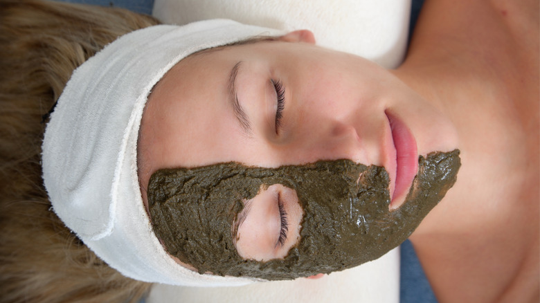 Woman seaweed beauty treatment face