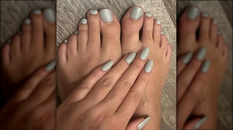 grey pedicure and manicure