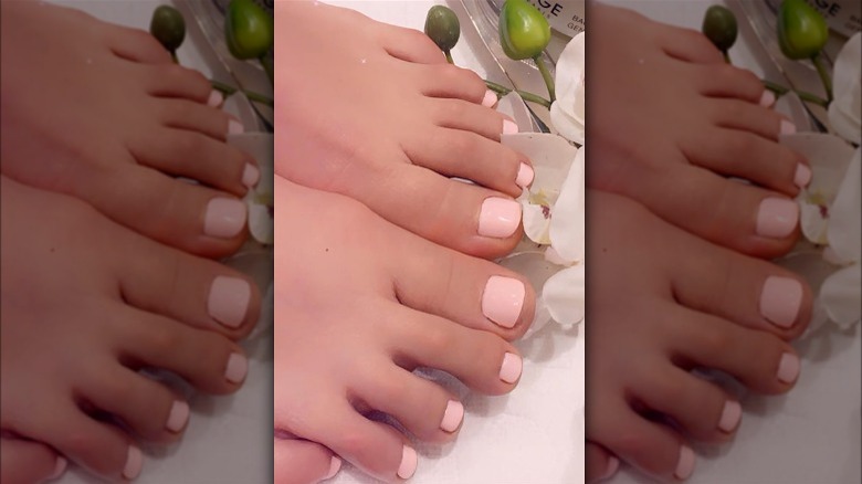 pastel pink pedicure