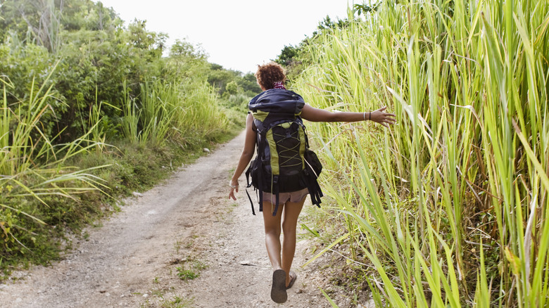 independent woman hiking