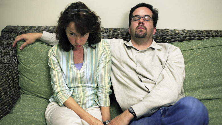 Woman feeling nervous around husband