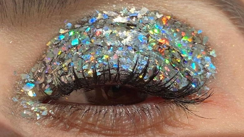 A close up of glitter eyeshadow