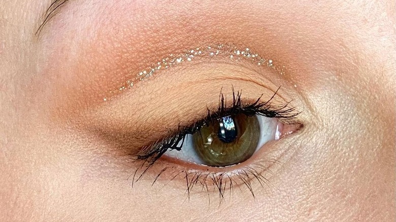 A glitter cut crease close up