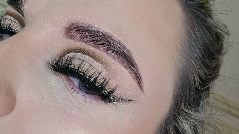 A close up of winged eyeliner