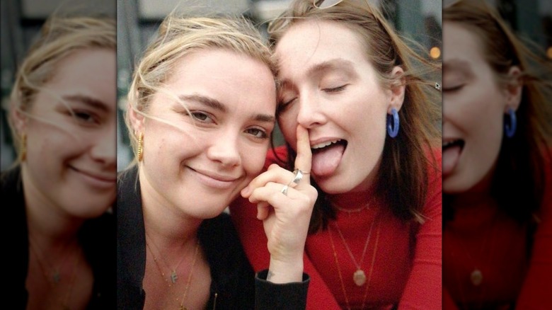 Florence Pugh posing with friend