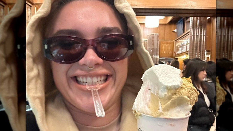 Florence Pugh eating ice cream