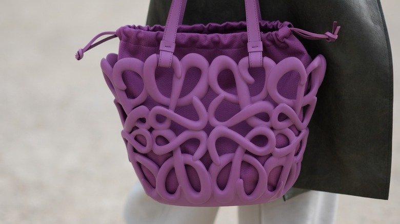 A purple basket bag