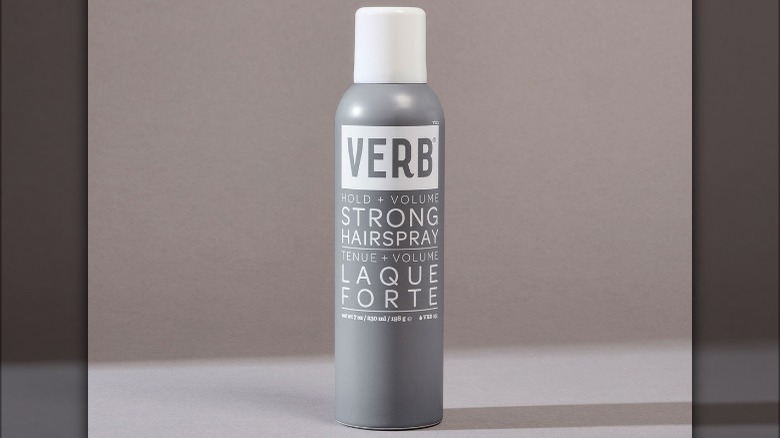 Grey bottle of Verb hairspray