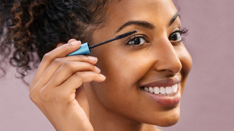 Mascara being applied