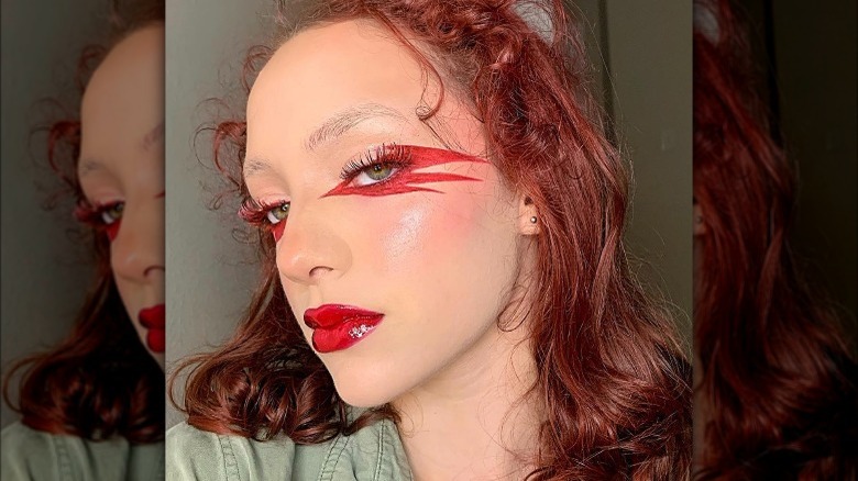 Red David Bowie-inspired eyeliner