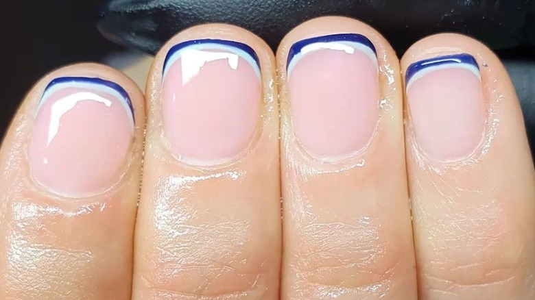 blue double french manicure