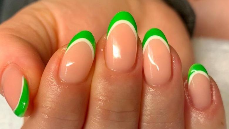 green double french manicure