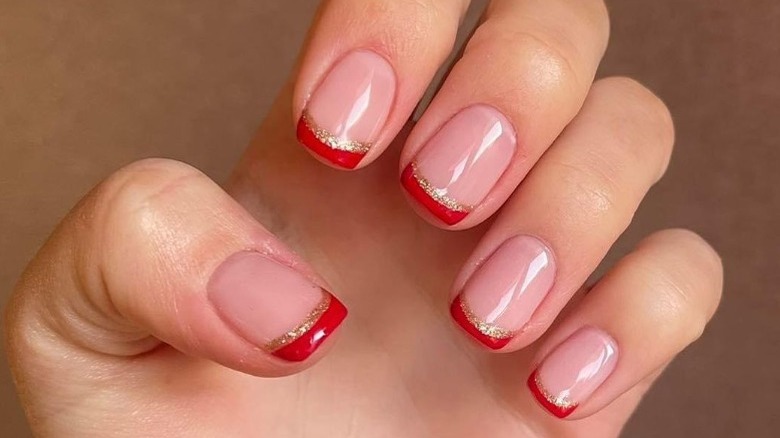 red double french manicure