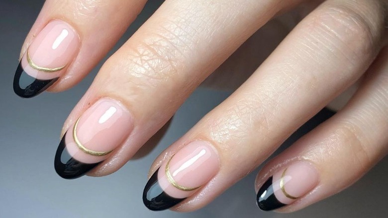 black double french manicure