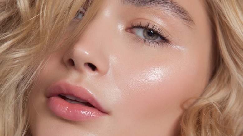 woman with dewy makeup