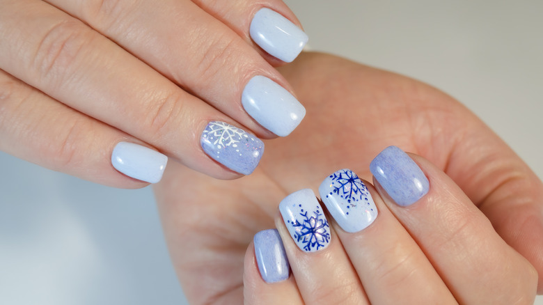 nails with snowflake design