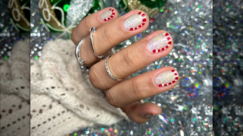 nails with candy cane french tips