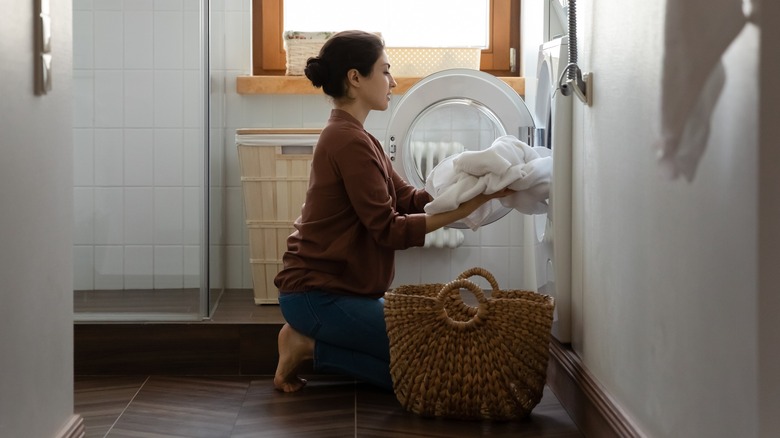 Woman doing laundry