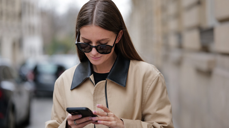 woman using phone