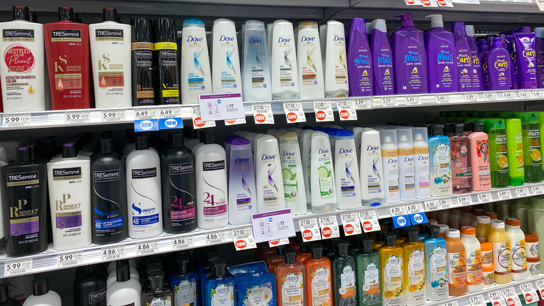 Shampoo aisle in drugstore