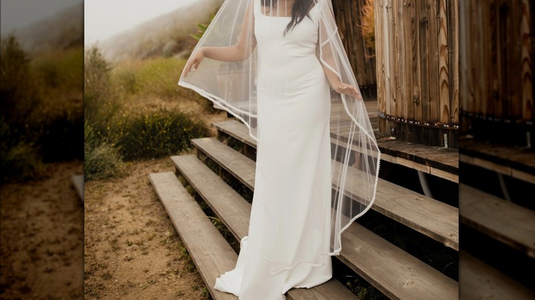 woman in A&Bé Bridal Shop