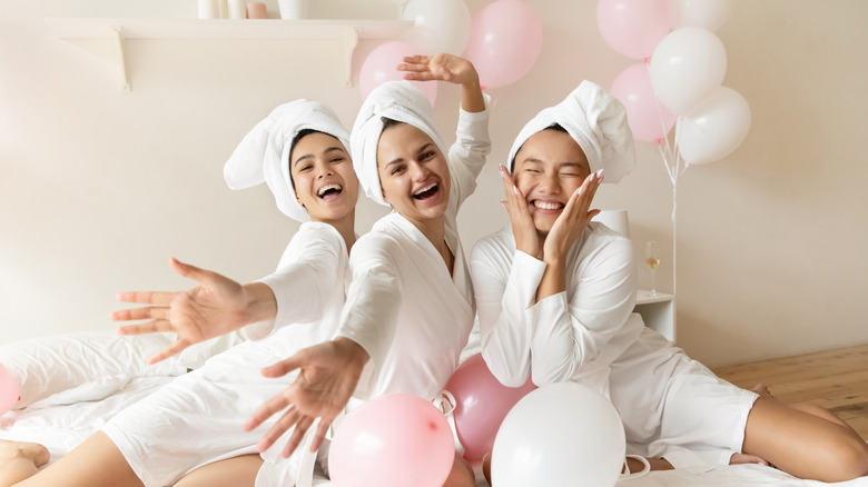 Three women at a spa