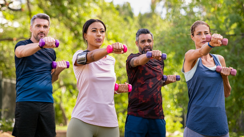 friends working out