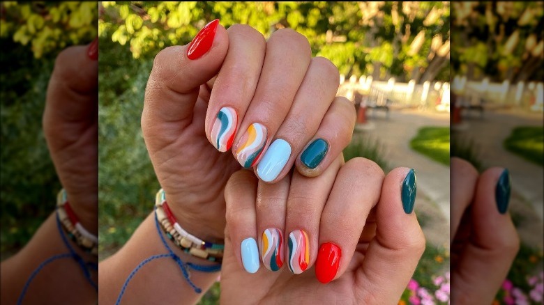 primary color swirl manicure