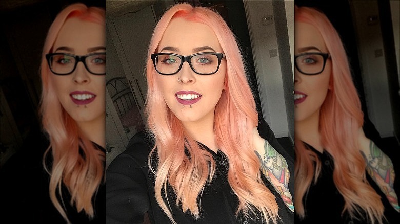 woman with peach ombre hair