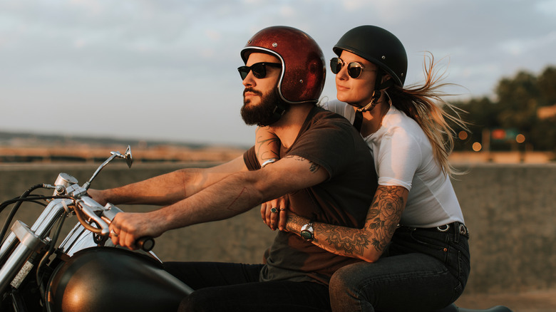 couple on motorcycle