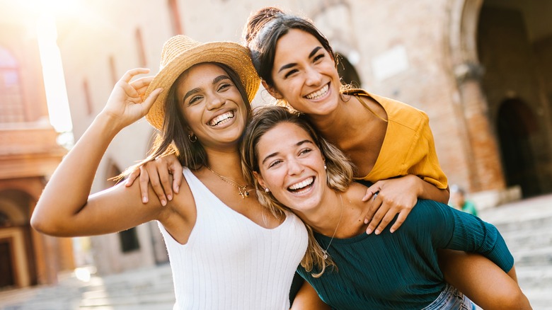 group of friends smiling 