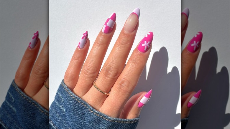 Mismatched Barbie nails