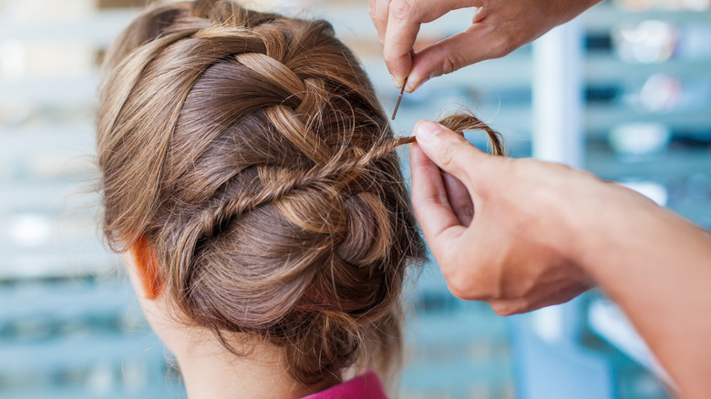 Blonde bride with french twist 